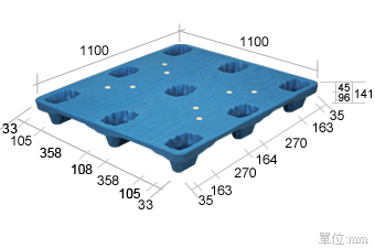 4.塑膠棧板K-AA-1111H(1100*1100)
