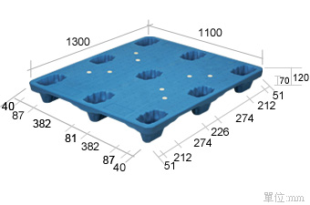 6.塑膠棧板K-AA-1113(需低床型油壓車)(1100*1300)