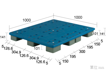 4.塑膠棧板K-CA-1010-12P(1000*1000)