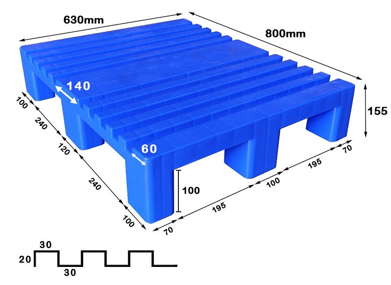 2.印刷廠&紙廠專用塑膠棧板KI-CA-8063(800*630)