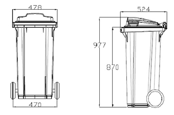 1.120公升兩輪式資源回收垃圾桶(SS)